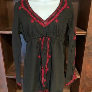 Lucky Brand Black Top with Red Details Small